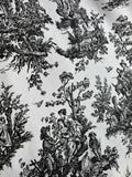 Black on White Toile - Cotton Canvas Fabric