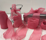 Bubblegum Pink 100% Silk Sheer Crinkle Chiffon Ribbon ( 4 Widths to choose from)