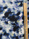 Blue Digital Printed Floral - 16mm Silk Crepe de Chine Fabric