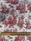 Red on White Toile - Cotton Canvas Fabric