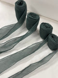 Spruce Green 100% Silk Sheer Crinkle Chiffon Ribbon ( 4 Widths to choose from)