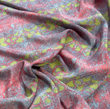 Pink, Lime & Blue Snakeskin - 16mm Silk Crepe de Chine Fabric