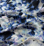 Blue Digital Printed Floral - 16mm Silk Crepe de Chine Fabric