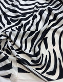 Black & White Zebra Stripes - 16mm Silk Crepe de Chine Fabric