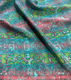 Turquoise, Lime & Pink Snakeskin - 16mm Silk Crepe de Chine Fabric