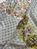 Johnny Was Boho Floral Geometric Print - 100% Silk Satin Crepe Fabric