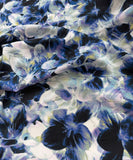 Blue Digital Printed Floral - 16mm Silk Crepe de Chine Fabric