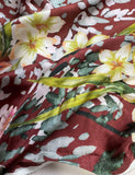 Peach to Rust Ombre Floral Border Print 100% Silk Twill Fabric