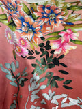 Peach to Rust Ombre Floral Border Print 100% Silk Twill Fabric