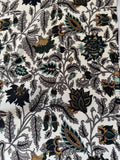 Taupe, Green & Gold Floral - 16mm Silk Crepe de Chine Fabric