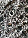 Taupe, Green & Gold Floral - 16mm Silk Crepe de Chine Fabric