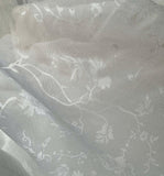 White Floral Sheer Devore Chiffon 100% Silk Fabric