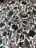 Taupe, Green & Gold Floral - 16mm Silk Crepe de Chine Fabric