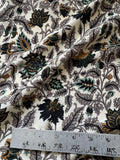 Taupe, Green & Gold Floral - 16mm Silk Crepe de Chine Fabric