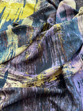 Abstract Geometric Blue & Yellow - 16mm Silk Crepe de Chine Fabric