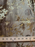 Brown & Gold Bamboo and Medallions - Silk Brocade Fabric