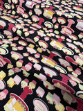 Cakes on Black - Flour & Flower by Riley Blake 100% Cotton Fabric Jill Finley