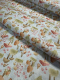 Mushrooms Field Light Blue - Garden Toss Nature's Nursery - Paintbrush Studio Cotton Fabric