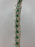 Antique Green & Ecru Bobbin Lace Border Trim 3/4" wide x 2 Yards Rayon