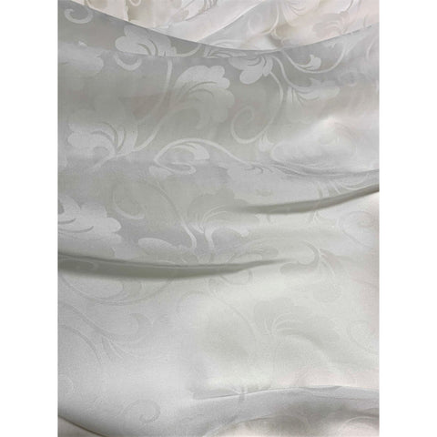 Remnant Sale 75"x45" White Floral Scroll - Chiffon Devore Satin Fabric