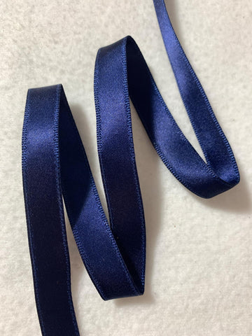 Navy Blue Vintage  French Wired Satin Ribbon 9/16" wide - Made in France