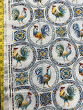 Roosters Morning Bloom Farmhouse Barn by Wild Apple 100% Cotton Fabric
