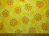 Patrick Lose Yellow Suns Cotton Fabric Vintage 90's OOP Hi-Fashion