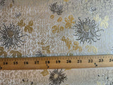 White & Gold Mums Floral - Silk Brocade Fabric