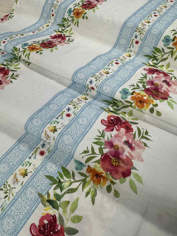 Watercolor Beauty Floral Stripe by In The Beginning 100% Cotton Fabric