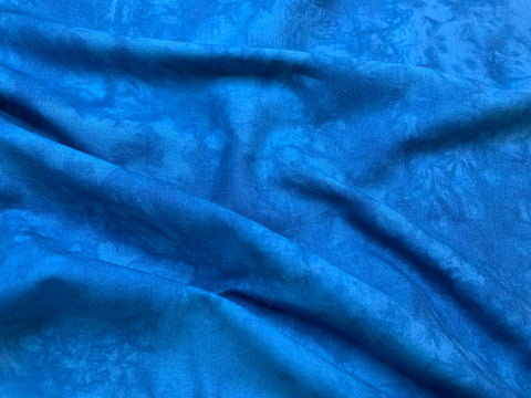 Teal Blue Watercolor Batik Cotton Fabric Vintage 90s OOP