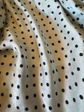Ecru & Black 3/16" Polka Dots - Hand Dyed Silk Charmeuse Fabric