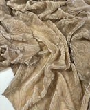 Golden Brown Floral - Hand Dyed Burnout Silk Velvet
