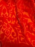 Blood Orange Scroll - Hand Dyed Burnout Silk Velvet
