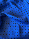 Sapphire Blue & Black 3/16" Polka Dots - Hand Dyed Silk Charmeuse Fabric