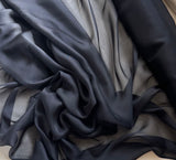 Navy Blue - Soft Silk Organza Fabric (Also called Flat Chiffon) 6 momme weight