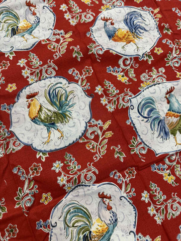 Red Roosters Morning Bloom Farmhouse Barn by Wild Apple 100% Cotton Fabric