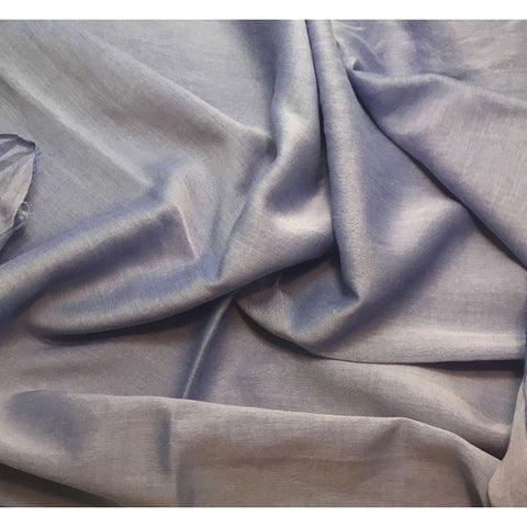 Hand Dyed PERIWINKLE BLUE Silk and Cotton Voile Batiste Fabric - 4"x54" Remnant