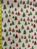 Metallic Christmas Trees on Natural by Fabric Traditions 100% Cotton Fabric