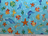 Sea Creatures Cotton Fabric Vintage 90's OOP Robert Kaufman
