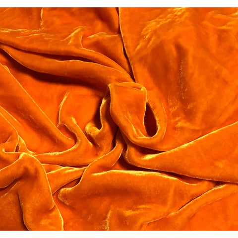 PUMPKIN ORANGE Hand Dyed Silk Velvet Fabric - 5"x45" Remnant