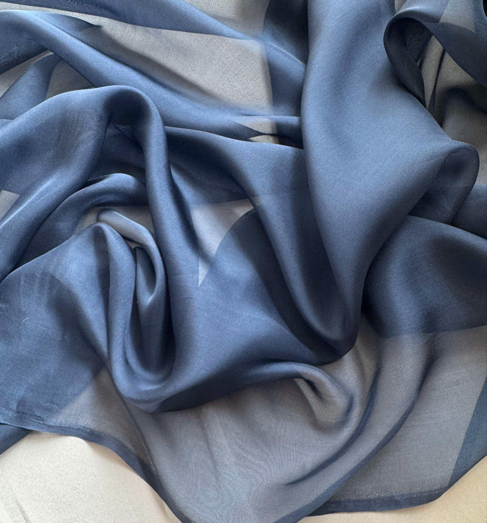 Steel Blue- Soft Silk Organza Fabric (Also called Flat Chiffon) 6 momme weight