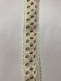 Purple on Ivory Calico Floral w/ Lace Edge Craft or Floral Ribbon 1 1/2" wide x 5 Yards