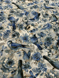 Blue Birds Butterflies Dragonflies Floral by Wild Apple 100% Cotton Fabric