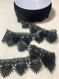 Black Hearts - Guipure Lace Trim (1-3/4" wide)