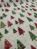 Metallic Christmas Trees on Natural by Fabric Traditions 100% Cotton Fabric