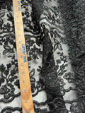 Black Floral Lace Embroidered Organza Fabric