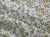 Hibiscus Hummingbird on White Lewis & Irene Cotton Fabric