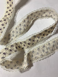 Purple on Ivory Calico Floral w/ Lace Edge Craft or Floral Ribbon 1 1/2" wide x 5 Yards