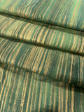 Gold Metallic Stripe on Green Batik 100% Cotton Fabric