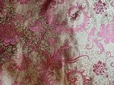 White with Pink Feather Floral - Silk Brocade Fabric